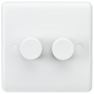 Knightsbridge Curved Edge 2G 40-400W Dimmer - White - CU2162
