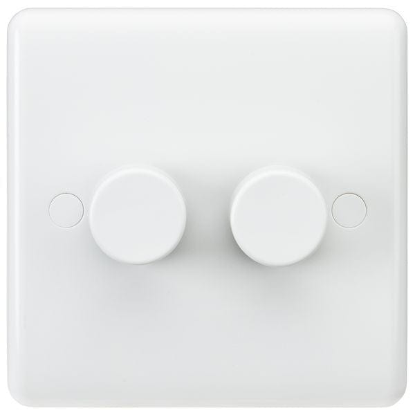 Knightsbridge Curved Edge 2G 40-400W Dimmer - White - CU2162, Image 1 of 1