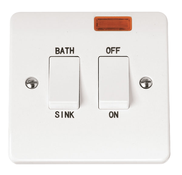 Click Scolmore Mode 20A Sink Bath Rocker Switch With Neon Polar White - CMA024, Image 1 of 1