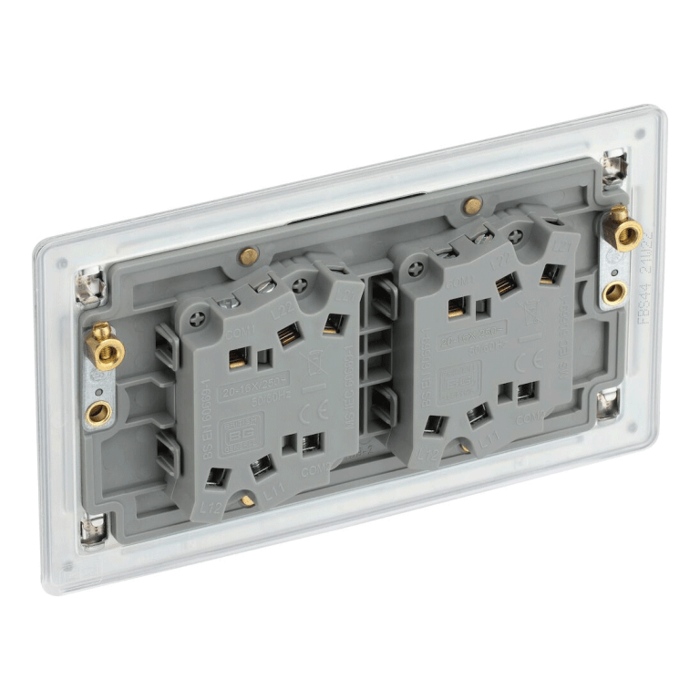 BG Screwless Flatplate Brushed Steel Quadruple Switch, 10Ax 2 Way - FBS44, Image 3 of 3