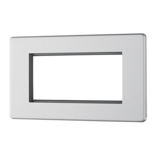 BG Flat Plate Brushed Steel 4 Mod Rect Front Plate - FBSEMR4