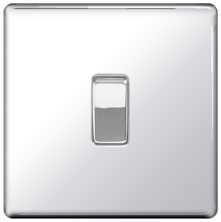 BG Screwless Flatplate Polished Chrome Single Switch, 10Ax 2 Way - FPC12, Image 1 of 1