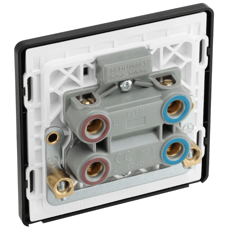 BG Evolve Matt Black 45A Small Plate 2-Pole Switch With LED Power Indicator - PCDMB74B, Image 3 of 3