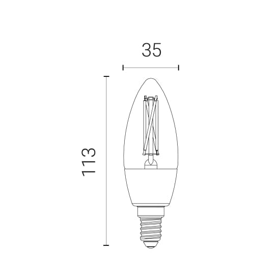 4lite 4.9W WiZ Connected C35 E14 Filament Amber Wi-Fi BLE - 4L1-8050, Image 2 of 2