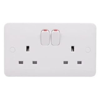 Schneider LWM 2G 13A Double Pole Switched Socket White - GGBL3020D