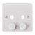Click Scolmore MiniGrid Mode 2 Gang Single Dimmer Plate & Knobs White - CMA146PL