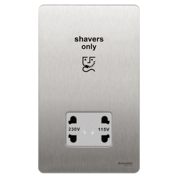 Schneider USFP Shaver Socket White Insert - Stainless Steel - GU7490WSS, Image 1 of 1