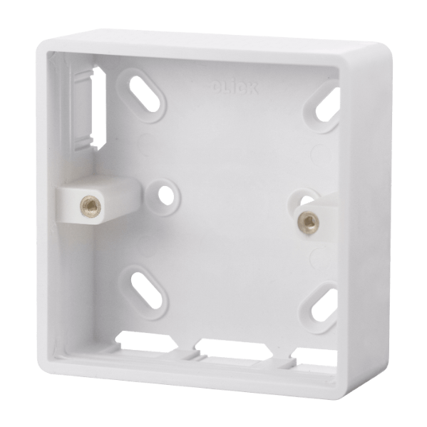 Click Scolmore Mode 1 Gang 29mm PVC Pattress Box Polar White - CMA230, Image 1 of 1