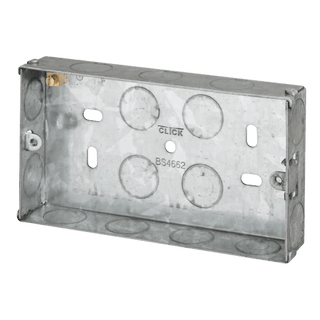 Click Scolmore Essentials 2 Gang 25MM K/O Galvanised Metal Back Box - WA094