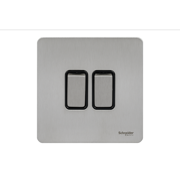Schneider USFP 16AX 2G 2W Switched Black Insert - Stainless Steel - GU1422BSS, Image 1 of 1