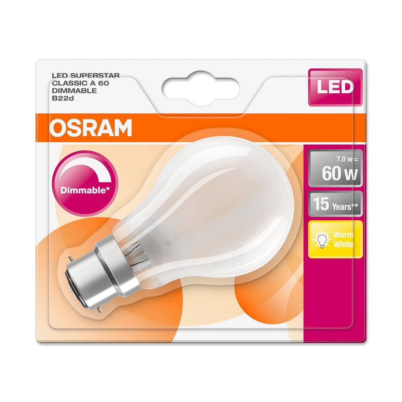 Osram 7.8W Parathom Frosted LED Globe Bulb GLS BC/B22 Dimmable Very Warm White - (107687-448063), Image 3 of 3