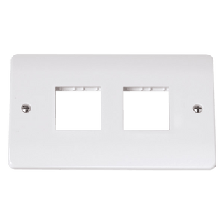 Click Scolmore MiniGrid Double Switch Plate 4 Gang Aperture White - CMA404