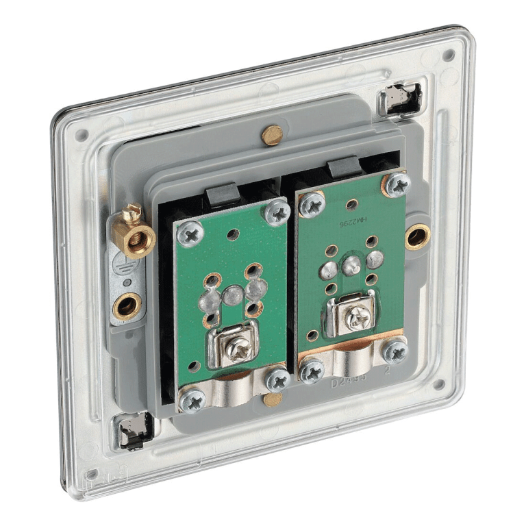 BG Nexus Flatplate Screwless Black Nickel 2 Gang Double Co-Axial Socket for TV & FM Aerial Connection - FBN61, Image 3 of 3