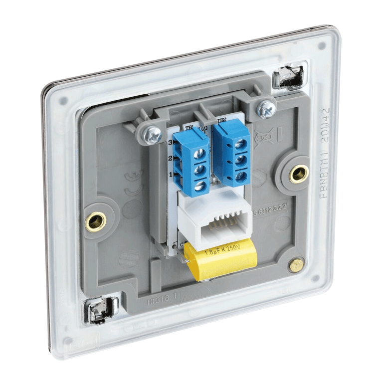 BG Screwless Flatplate Black Nickel Single Master Telephone Socket - FBNBTM1, Image 3 of 3