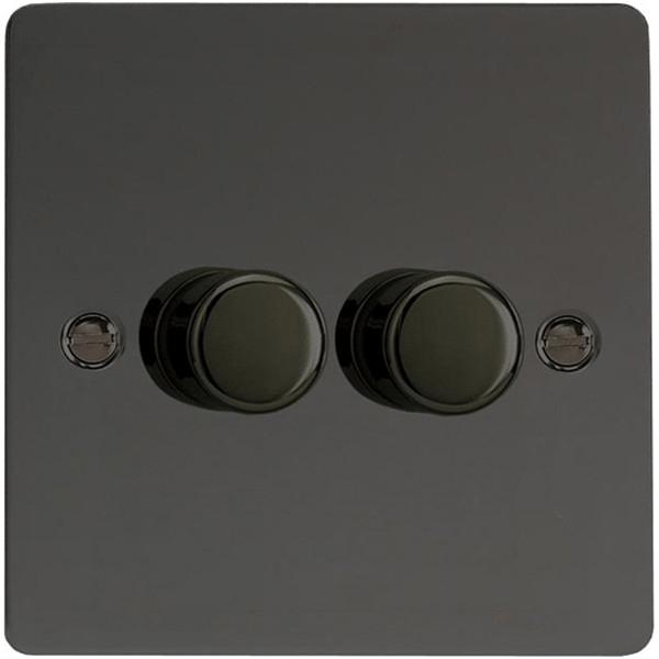 Varilight 2 Gang 2 Way Push On/Off Rotary LED Dimmer 2 x 0 100W max 10 LEDs - J*P252, Image 1 of 1