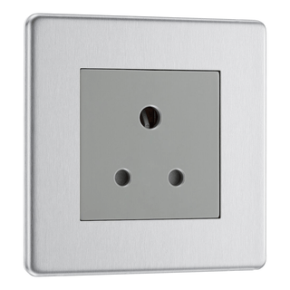 BG Flat Plate Brushed Steel Gr 5A Unswitched Skt Round Pin - FBS29G