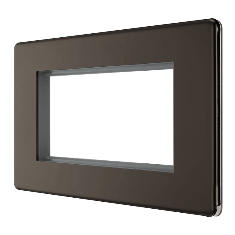BG Flat Plate Black Nickel 4 Mod Rect Front Plate - FBNEMR4, Image 1 of 3
