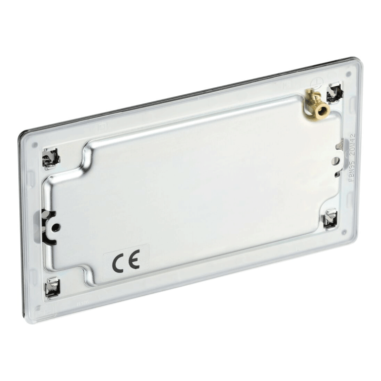 BG Electrical FPC22U3G Nexus Flatplate Screwless 5 Pack Polished Chrome 2 Gang 13a 1 Pole 2x Usb A 3 1a Switched Socket Grey Insert