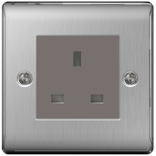 BG Nexus Metal Brushed Steel 1 Gang 13A Unswitched Socket Grey - NBS23G