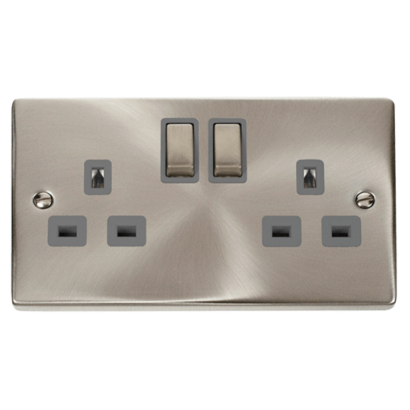 Click Scolmore Deco Ingot 2 Gang 13A 2 Pole Switched Socket - VPSC536GY, Image 1 of 1