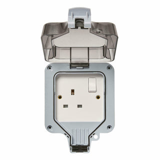 Forum Zinc Fused Spur with Neon IP66 - Grey - ZN-38870