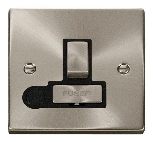 Click Scolmore Deco Satin Chrome 2 Gang Fused Connection Unit 13A With Black Ingot - VPSC551BK, Image 1 of 1