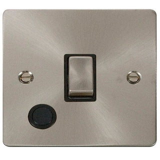 Click Scolmore Define Brushed Steel 1 Gang Double Pole Switch 20A With Black Ingot - FPBS522BK