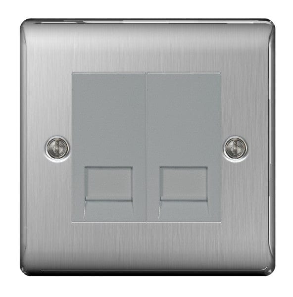 BG Nexus Metal Brushed Steel 2G RJ11 Broadband Socket - NBSRJ112, Image 1 of 1