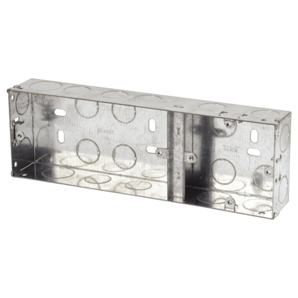 Click Scolmore Essentials 1+2 Dual 35MM K/O Galvanised Metal Back Box - WA102, Image 1 of 1