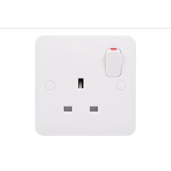 Schneider LWM 1G 13A Double Pole Switched Socket White - GGBL3010D, Image 1 of 1