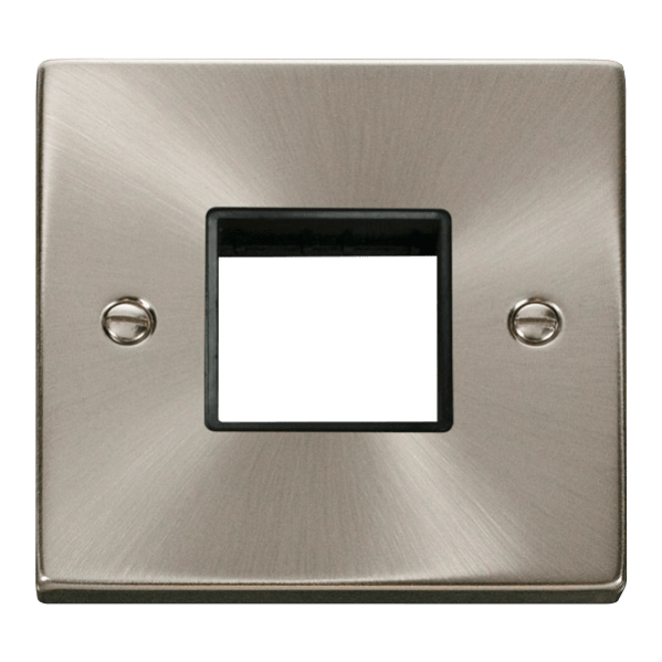 Click Scolmore MiniGrid Twin Switch Plate 1 Gang Aperture Satin Chrome - VPSC402BK, Image 1 of 1