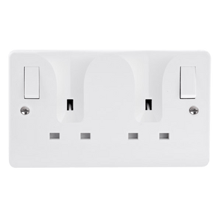 Click Scolmore Mode 13A 2 Gang Plug Socket With Locating Plug White - CMA736