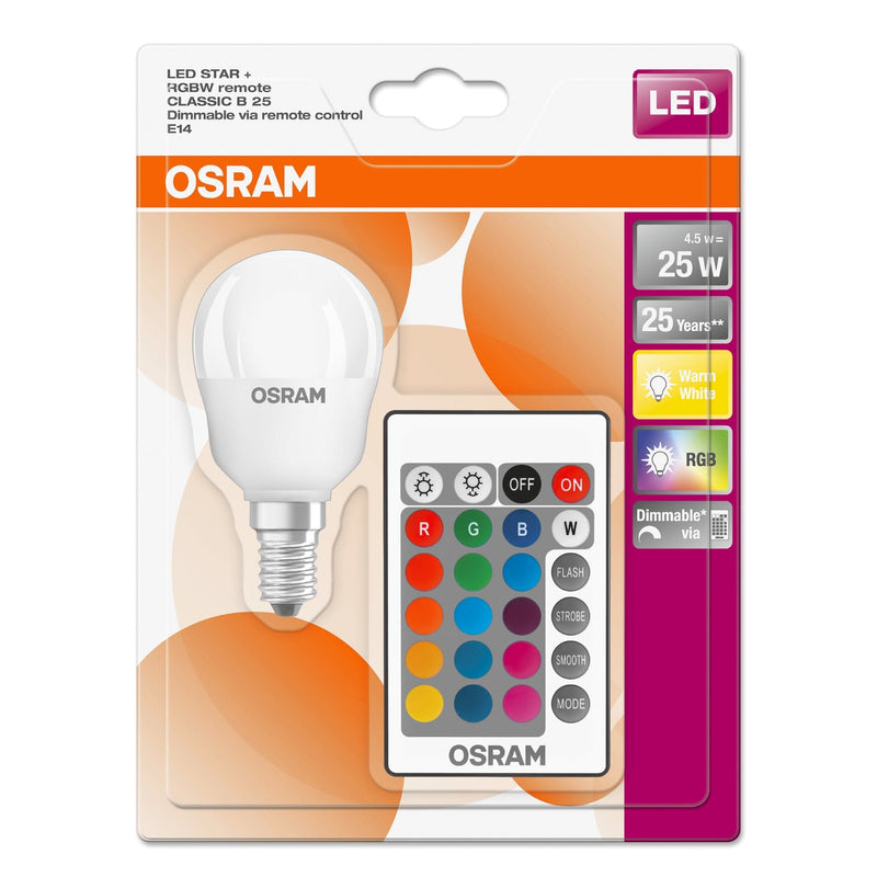 Osram 5W LED Golf Ball Bulb E14/SES With Remote Control  - 045712