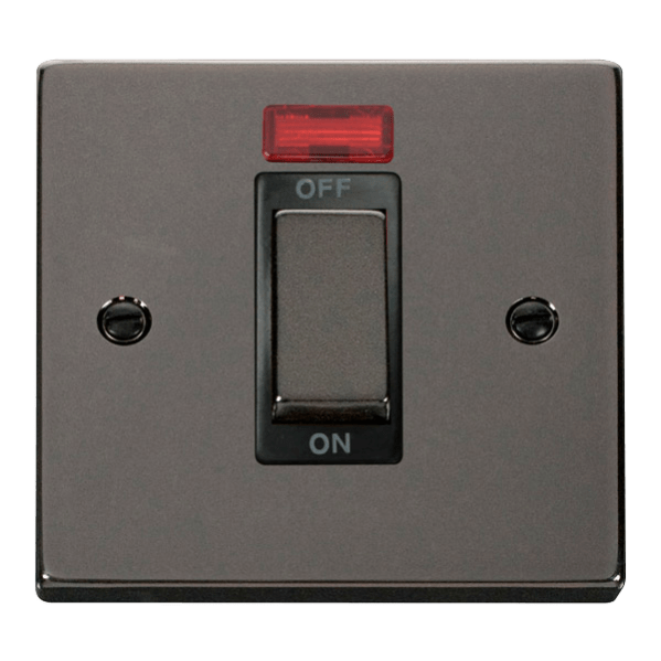 Click Scolmore Deco Ingot 1 Gang 45A 2 Pole Neon Switch - VPBN501BK, Image 1 of 1
