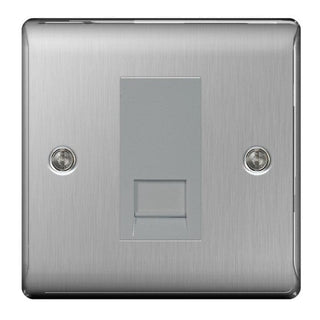BG Nexus Metal Brushed Steel Single Rj11 Telephone Socket - NBSRJ111