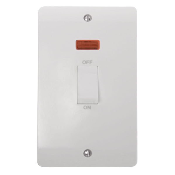 Click Scolmore Mode 45A Double Pole Rocker Switch With Neon Polar White - CMA503, Image 1 of 1