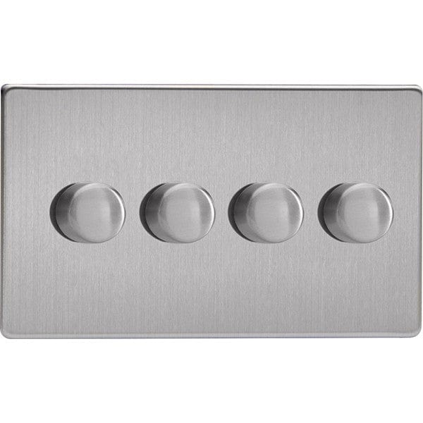 Varilight 4 Gang 2 Way Push On/Off Rotary LED Dimmer 4 x 0 120W (1 10 LEDs) (Twin Plate) - JDCDP254S, Image 1 of 1