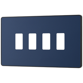 BG Evolve 4 Gang Grid Front Plate - Matt Blue (Black) - RPCDDB4B