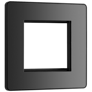BG Evolve Black Chrome Grid 2 Gang Euro Module Front Plate - PCDBCEMS2B