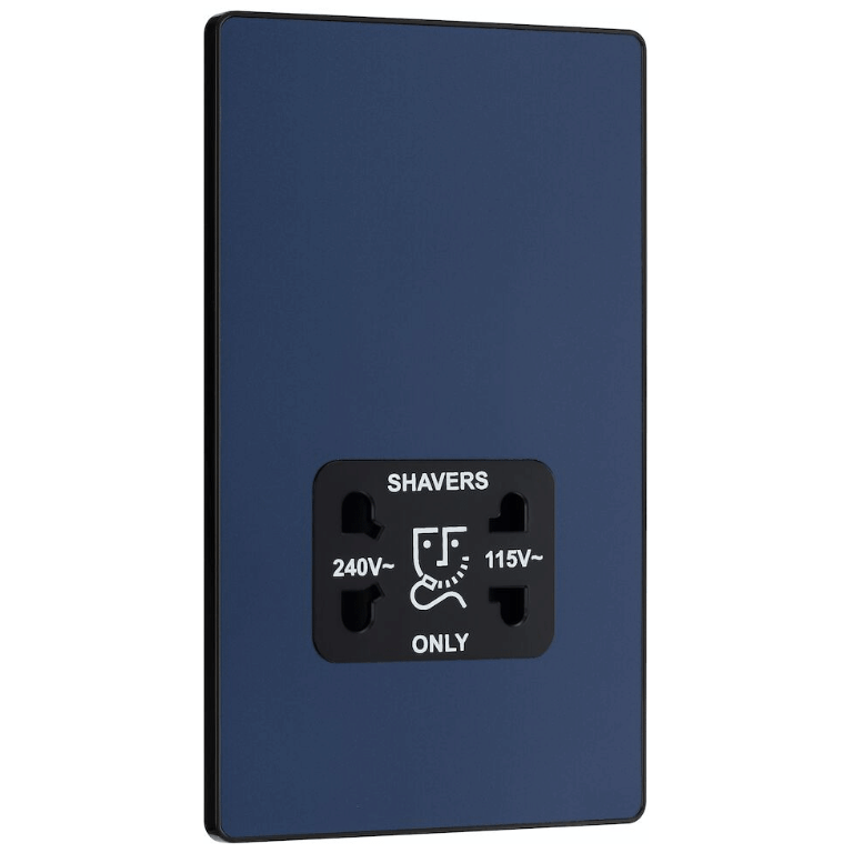 BG Evolve Matt Blue Dual Voltage Shaver Socket 115/240V - PCDDB20B, Image 1 of 3