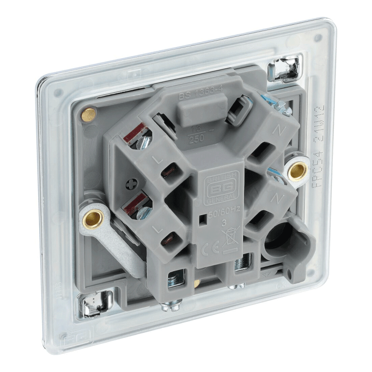 BG Screwless Flatplate Polished Chrome Unswitched 13A Fused Connection Unit - FPC54, Image 3 of 3
