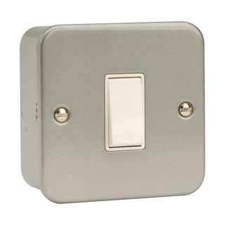 Click Scolmore Essentials Metal Clad 1 Gang 2 Way 10A Switch (No K/O) - CL011B
