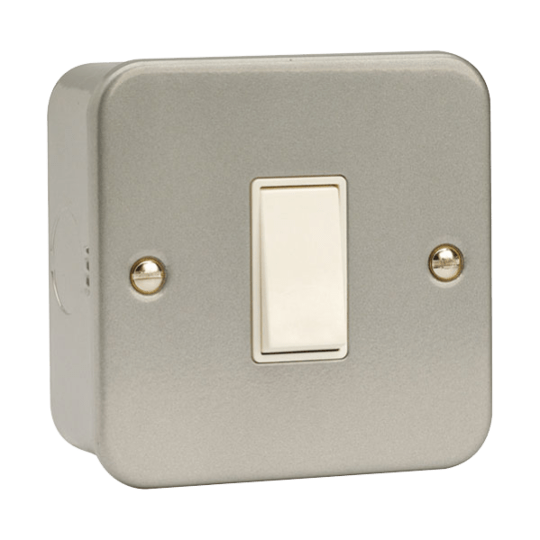 Click Scolmore Essentials Metal Clad 1 Gang 2 Way 10A Switch (No K/O) - CL011B, Image 1 of 1