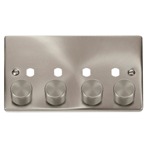 Click Scolmore Deco 4 Gang 1600W Max 4 Unfurnished Dimmer Plate and Knob  - VPSC154PL, Image 1 of 1