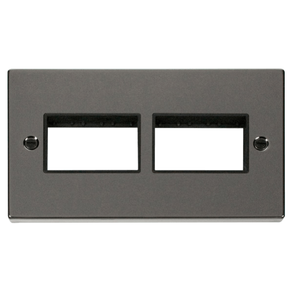 Click Scolmore MiniGrid 2 Gang Plate (3+3) Switch Aper Black Nickel - VPBN406BK, Image 1 of 1