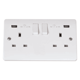 Click Scolmore Mode 13A 2 Gang USB 4.2 Plug Socket Polar White - CMA780