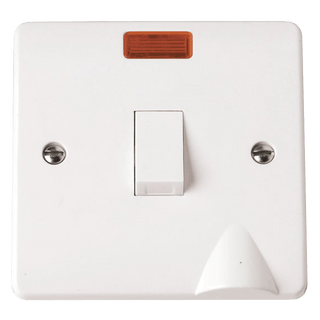 Click Scolmore Mode 20A 1 Gang Rocker Switch With Neon Polar White - CMA023