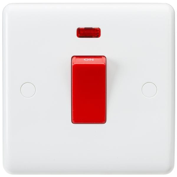Knightsbridge Curved Edge 45A DP Switch with Neon (small) - White - CU8331N, Image 1 of 1
