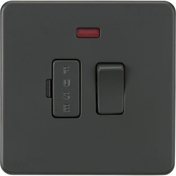 Knightsbridge Screwless 13A Switched Fused Spur Unit with Neon - Anthracite - SF6300NAT, Image 1 of 1