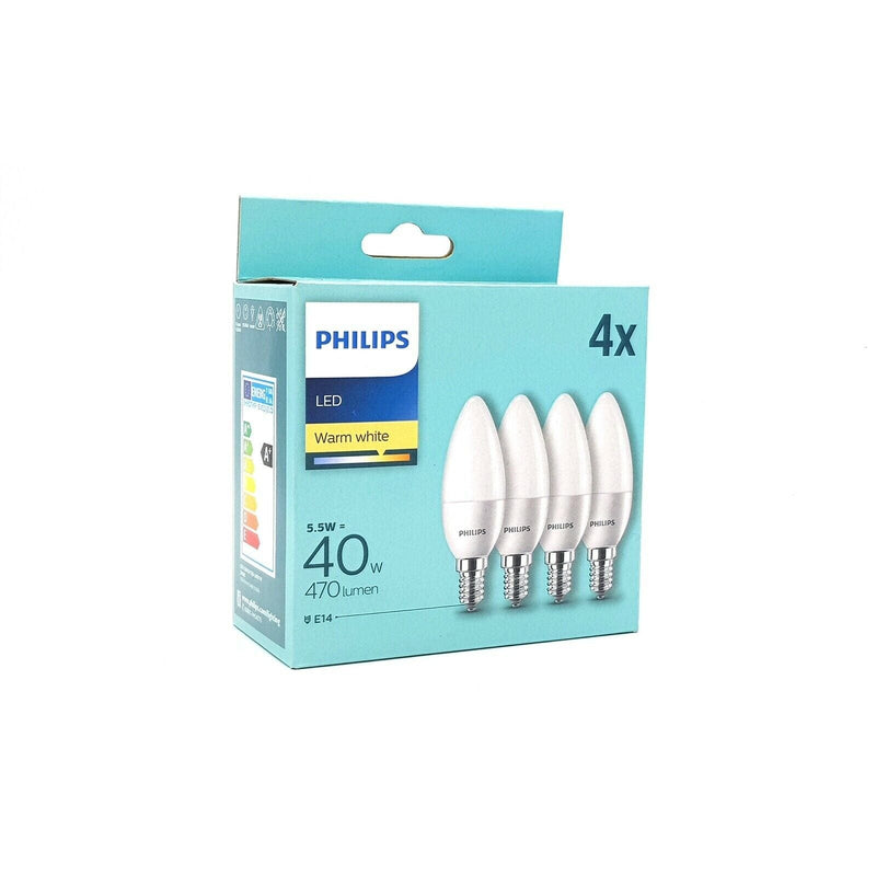 Philips 5.5W LED E14/SES Candle Very Warm White 2700K (Pack of 4) - 68983700